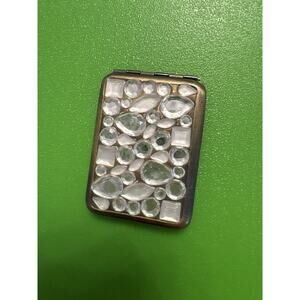 Trinket Box Pill Box Holder Rhinestone Vintage Style Bronze Glam Thin
